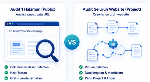 Perbedaan audit satu halaman dan full site SEO crawler