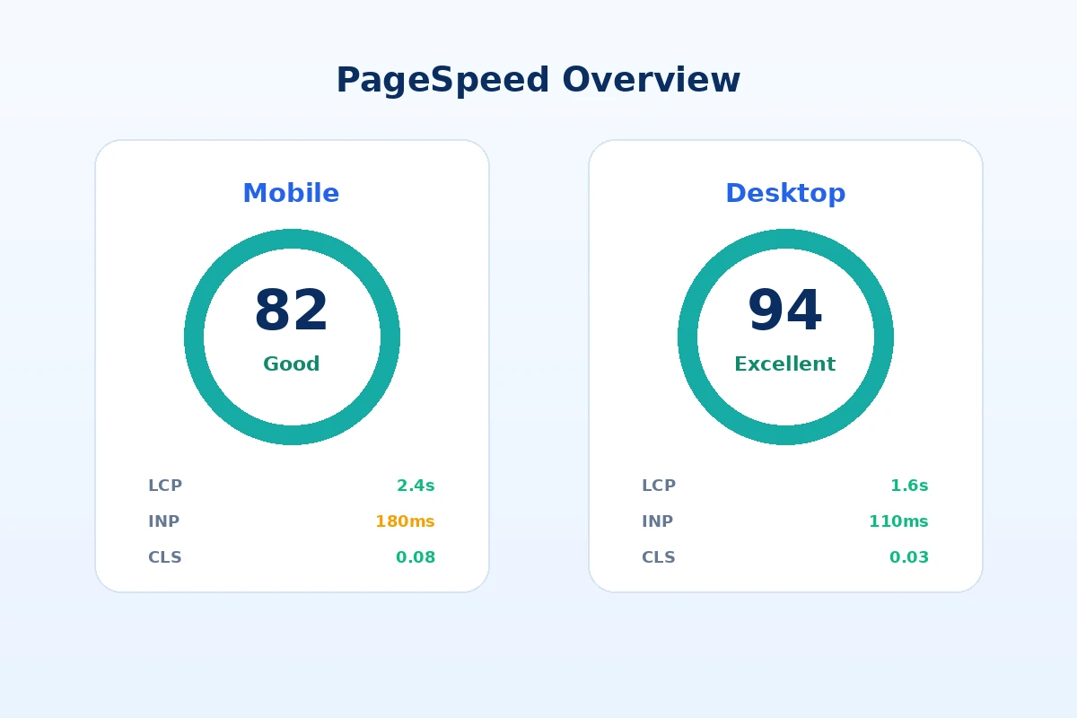Ilustrasi skor performa website pada mobile dan desktop