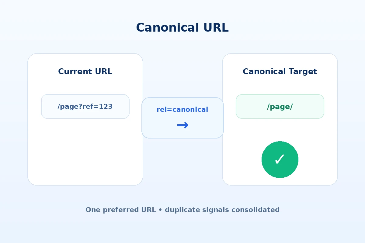 Ilustrasi canonical URL website dan target canonical