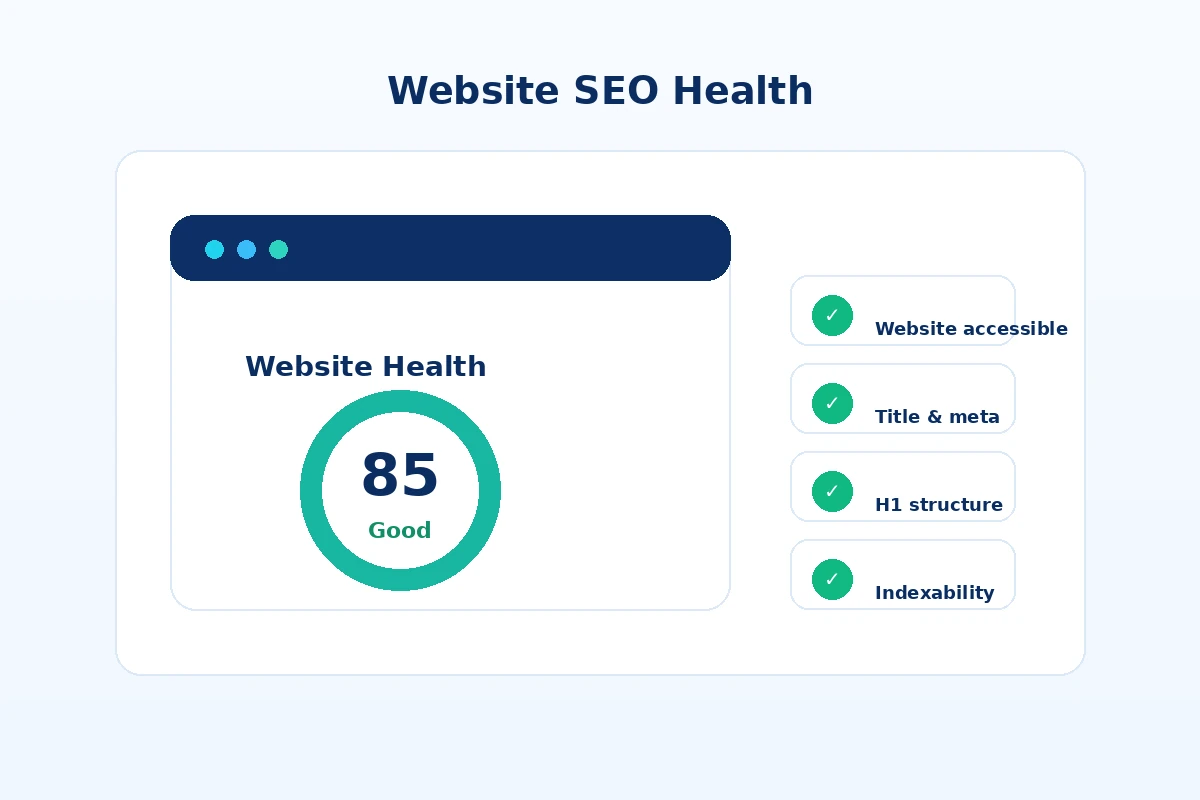 Ilustrasi kesehatan SEO website untuk pemeriksaan cepat