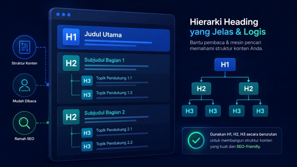 Cara Menggunakan Heading H1, H2, dan H3 untuk Struktur Konten SEO