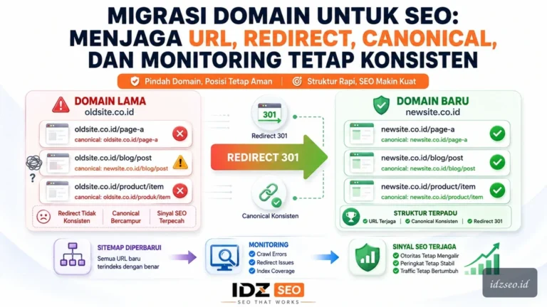 Ilustrasi migrasi domain seo — IDZ SEO