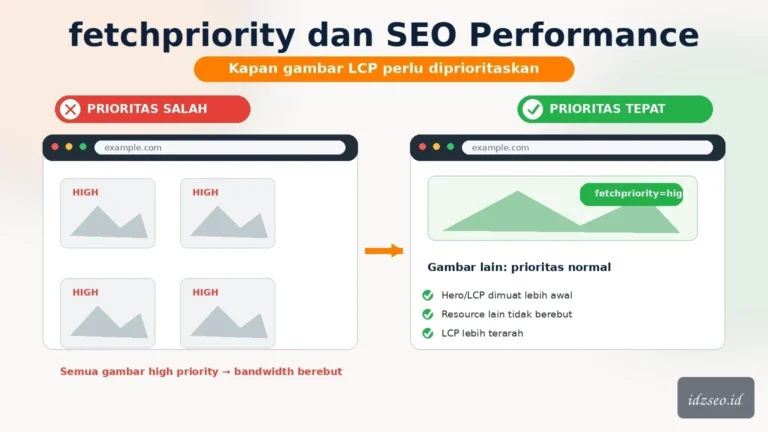 Ilustrasi fetchpriority lcp seo — IDZ SEO