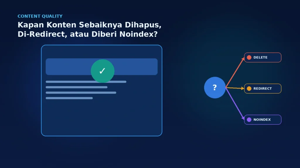 Kapan Konten Sebaiknya Dihapus, Di-Redirect, atau Diberi Noindex?