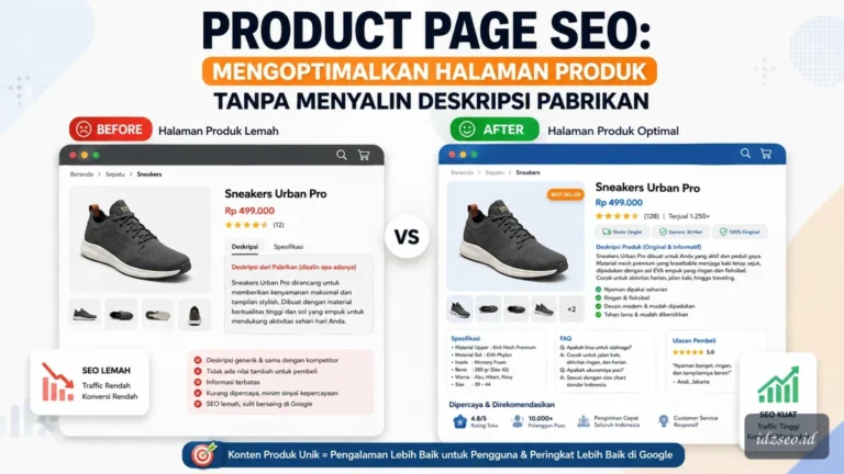 Ilustrasi product page seo — IDZ SEO