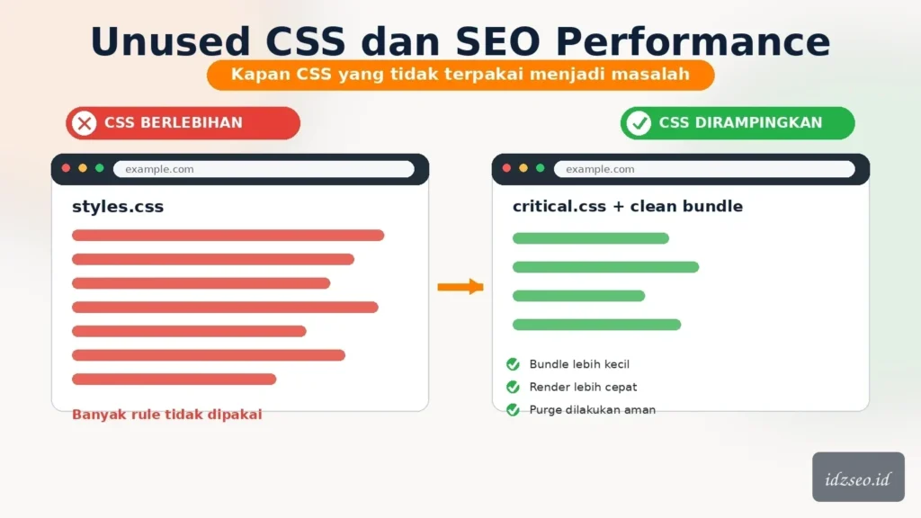 Ilustrasi unused css seo — IDZ SEO